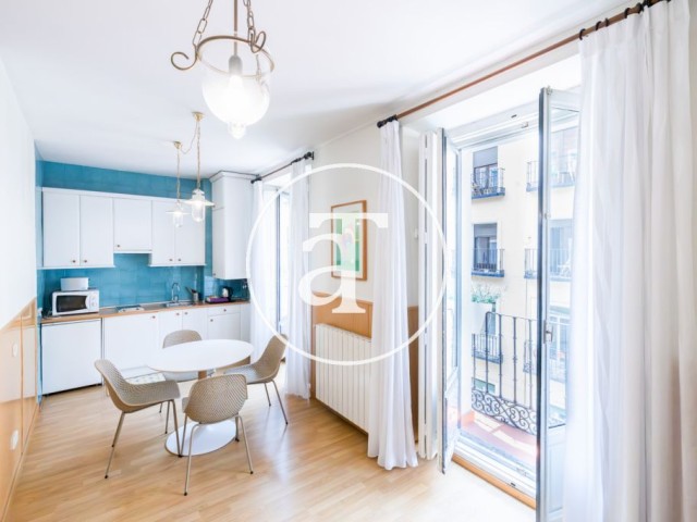 Monthly rental apartment with 1 bedroom, balcony and 1 bathroom in the center of Madrid, steps from the Opera House 
